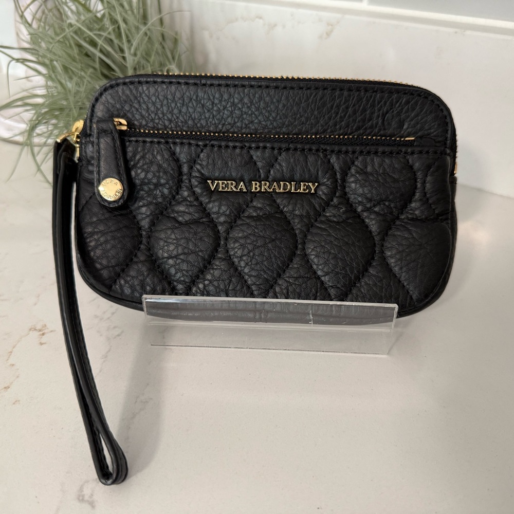 Vera Bradley Black Quilted Clutch with Wrist Strap